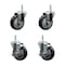 Service Caster 4 Inch Black Polyurethane Wheel Swivel 58 Inch Threaded Stem Caster Set 2 Brakes SCC SCC-TS20S414-PPUB-BLK-58212-2-TLB-2 - alternate 1